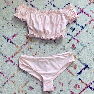 Ruffle cheeky polka dot bikini